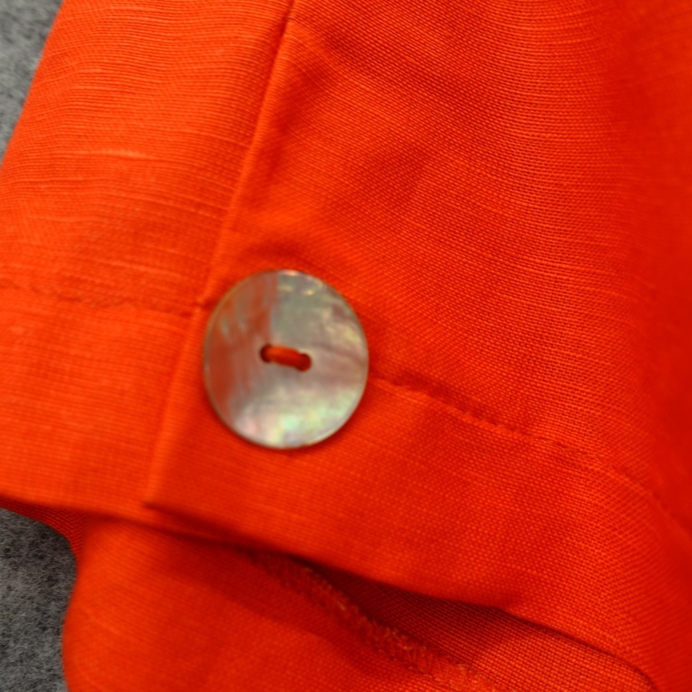 Vintage European Linen Shift Dress Womens XL 18 Burnt Orange Button Front LINANE - Picture 12 of 15